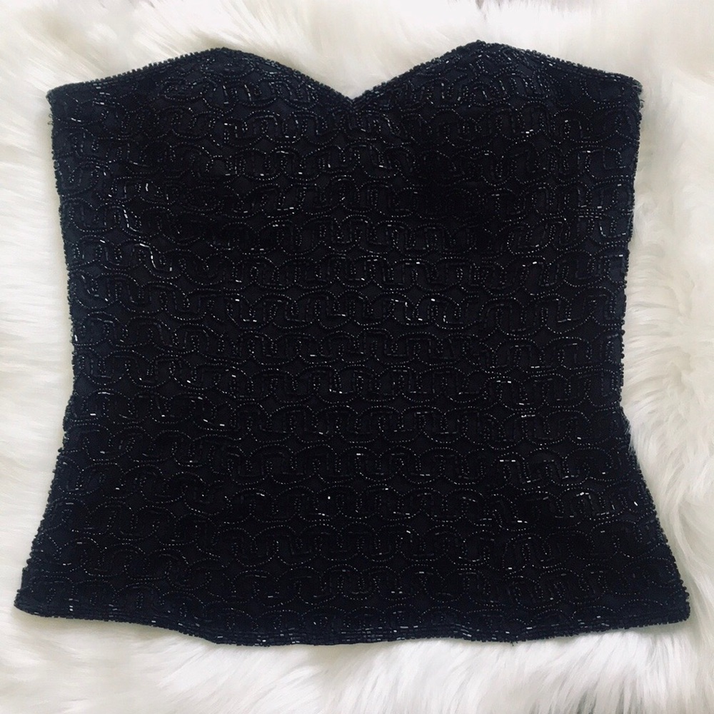 GORGEOUS EMBELLISHED BEADED BUSTIER CORSET SILK TOP